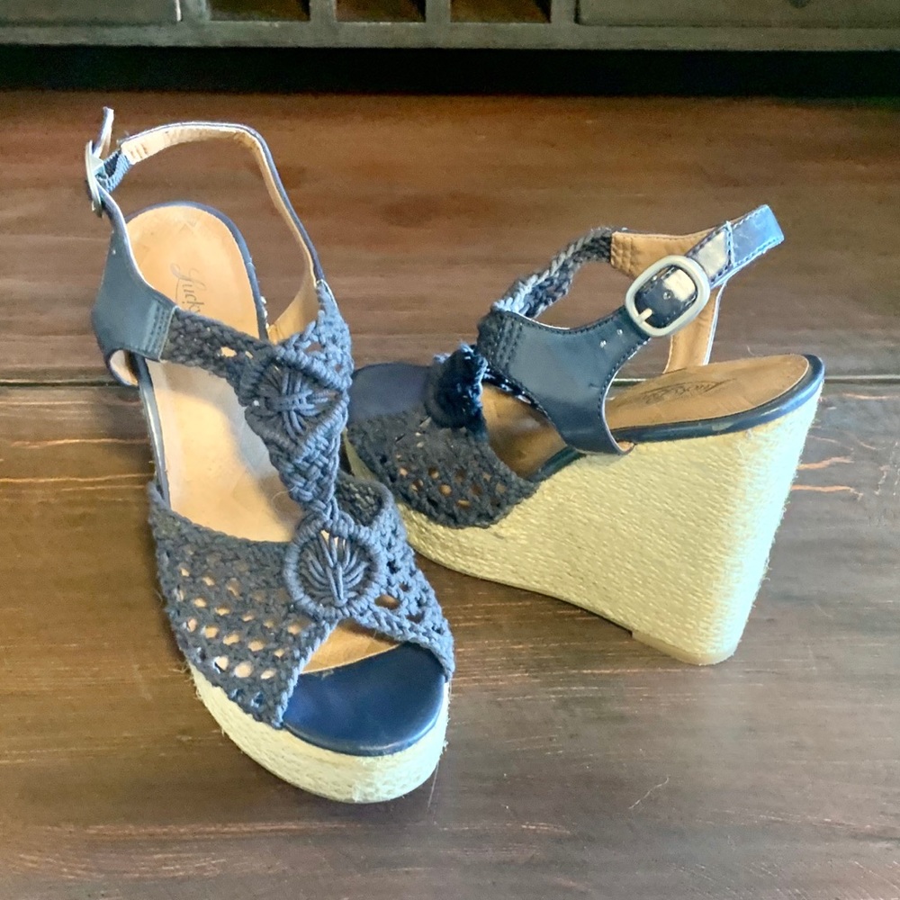 Lucky Brand Wedges Blue Macrame